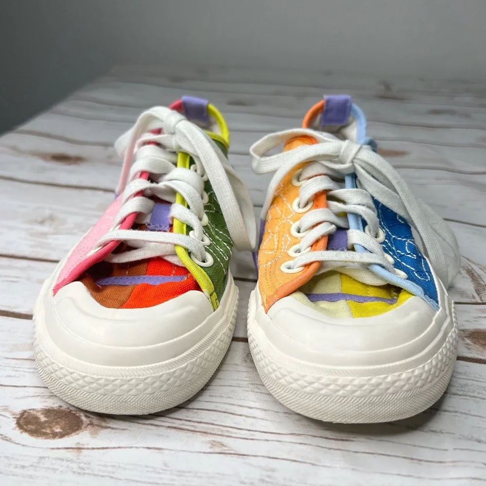 Adidas Nizza Pride Love Unites Multicolor Patchwork Low Top Sneakers Size 6.5
